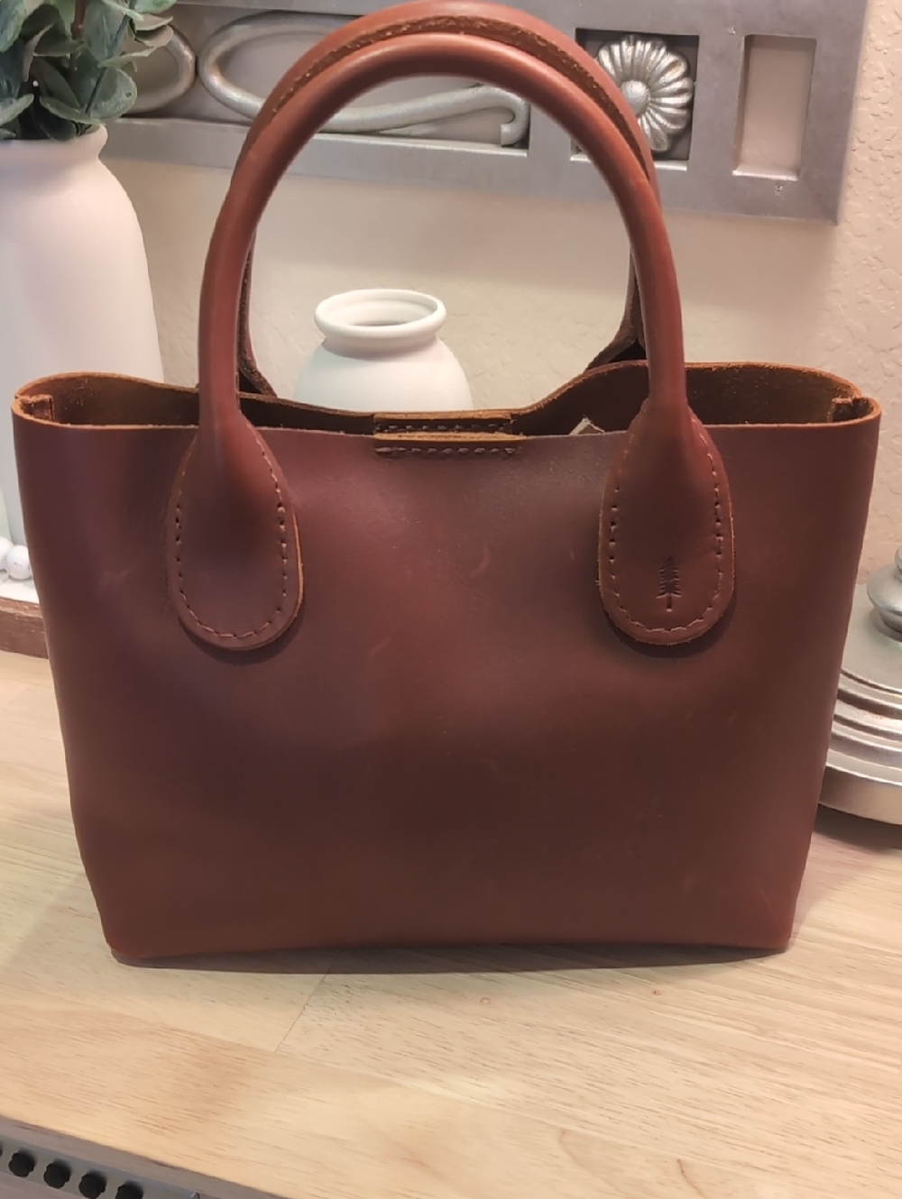 Portland Leather Goods SMALL CLASSIC Rain Drop Crossbody - Chestnut